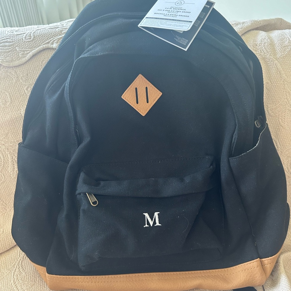 Pottery Barn Recycled Northern Collection Back Pack NEW w Tags.  Monogram M